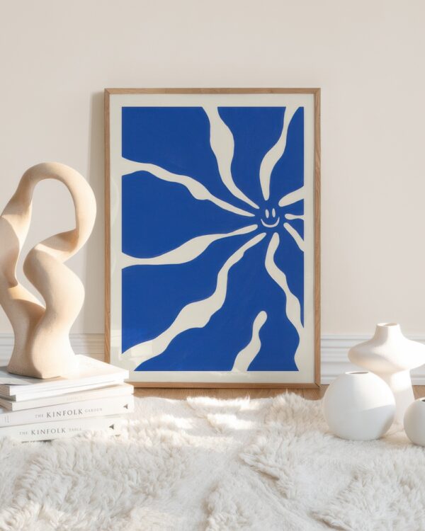 Happy Blue Flower Print