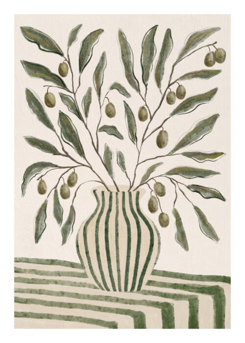 Olive Branches in Vase Print