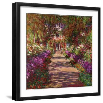A Pathway in Monet's Garden, Giverny, 1902 - Black Framed Art Print Wall Art, 12x16