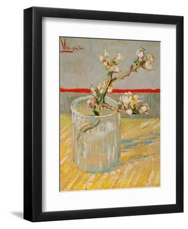 Blossoming Almond Branch in a Glass, c.1888 - Black Framed Art Print Wall Art, 9x12