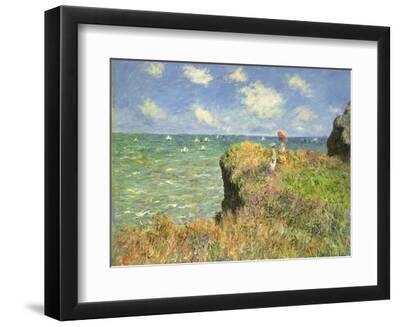 Cliff Walk at Pourville, 1882 - Black Framed Art Print Wall Art, 12x9