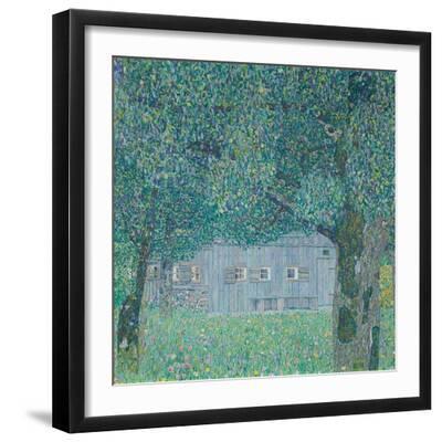 Farmhouse in Upper Austria, 1911 (Oil on Canvas) - Black Framed Art Print Wall Art, 16x16