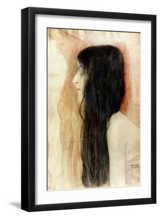 Girl with Long Hair, 1898-99 - Black Framed Art Print Wall Art, 12x18