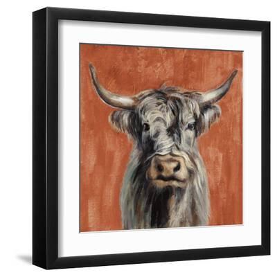 Highland Cow on Terracotta - Black Framed Art Print Wall Art, 12x12