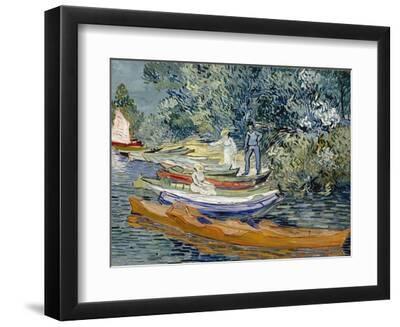 La Rive D'auvers Sur Oise - Bank of the Oise at Auvers Par Gogh, Vincent, Van (1853-1890). Oil on C - Black Framed Art Print Wall Art, 12x9