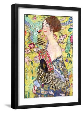 Lady with a Fan - Black Framed Art Print Wall Art, 12x18