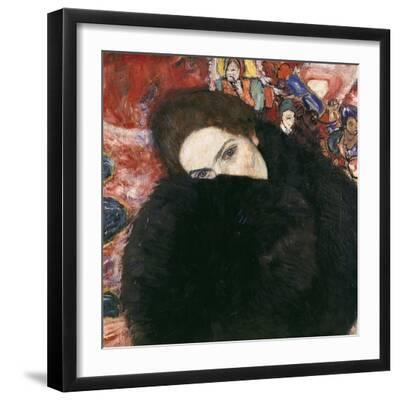Lady with Muff, 1916-17 - Black Framed Art Print Wall Art, 16x16