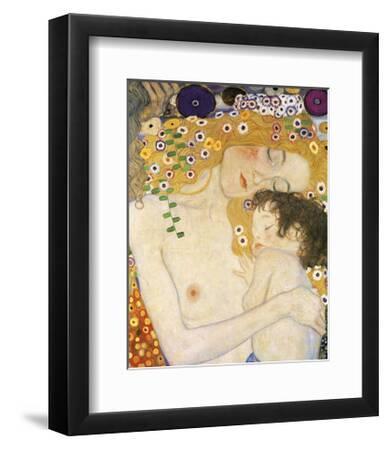 Mother and Child (detail from The Three Ages of Woman), c. 1905 - Black Framed Art Print Wall Art, 11x14