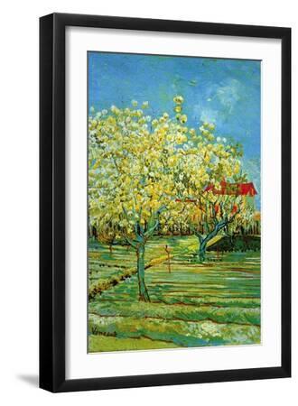 Orchard with Cypress - Black Framed Art Print Wall Art, 12x18