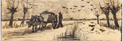 Ox-Cart in the Snow, from a Series of Four Drawings Representing the Four Seasons - Giclee Print, 36x12