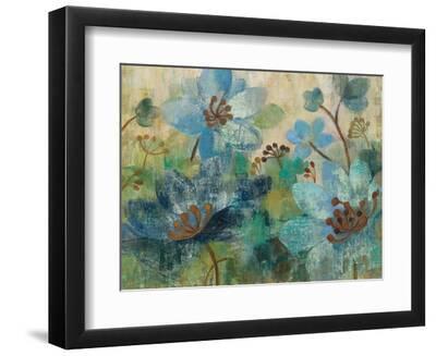 Peacock Garden White Flowers - Black Framed Art Print Wall Art, 12x9