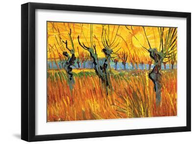 Pollard Willows at Sunset - Black Framed Art Print Wall Art, 18x12