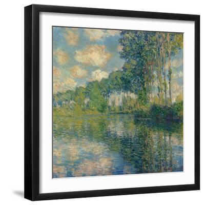 Poplars on the Epte - Black Framed Art Print Wall Art, 16x16