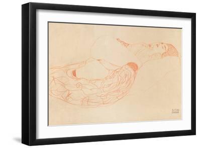 Reclining Semi-Nude (Masturbatin), 1912-1913 - Black Framed Art Print Wall Art, 18x12
