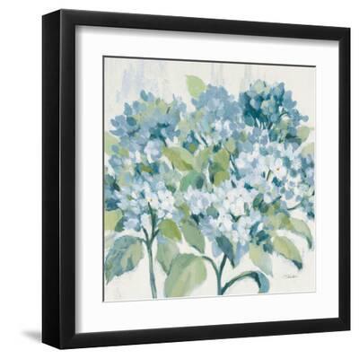 Romantic Hydrangeas Blue - Black Framed Art Print Wall Art, 12x12