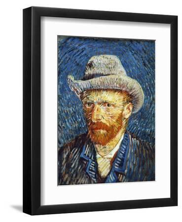 Self Portrait with Grey Felt Hat, c.1887 - Black Framed Art Print Wall Art, 9x12