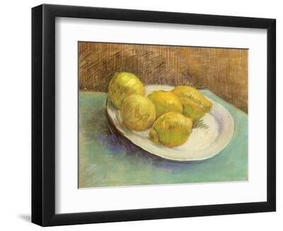 Still Life with Lemons on a Plate, 1887 - Black Framed Art Print Wall Art, 12x9