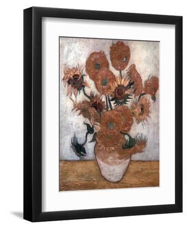 'Sunflowers', 1889. Artist: Vincent van Gogh - Black Framed Art Print Wall Art, 9x12