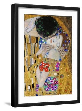 The Kiss, Der Kuss, Close-Up of Heads - Black Framed Art Print Wall Art, 12x18