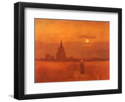 The Old Tower in the Fields, 1884 - Black Framed Art Print Wall Art, 12x9