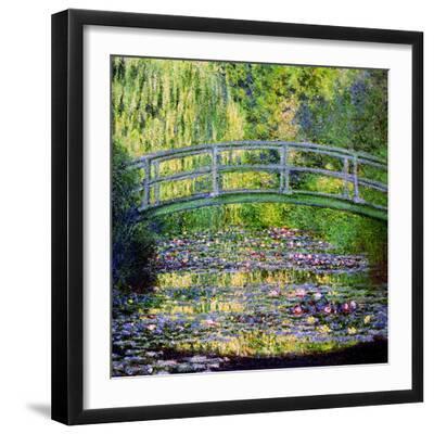 The Waterlily Pond with the Japanese Bridge, 1899 - Black Framed Art Print Wall Art, 16x16
