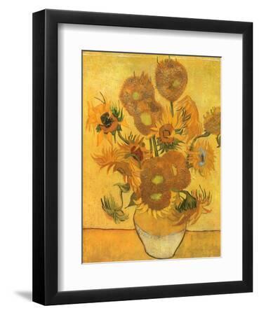 Vase with Sunflowers, 1889 - Black Framed Art Print Wall Art, 9x12
