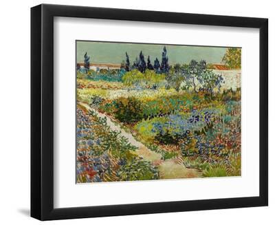 Vue De Jardin Fleuri Avec Chemin (Flowering Garden with Path) Peinture De Vincent Van Gogh (1853- - Black Framed Art Print Wall Art, 12x9