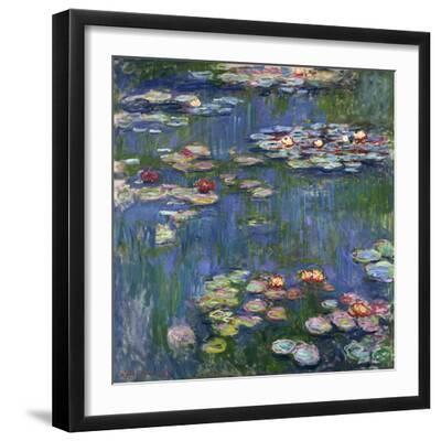 Water Lilies, 1916 - Black Framed Art Print Wall Art, 16x16