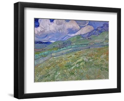 Wheatfield and Mountains, c.1889 - Black Framed Art Print Wall Art, 12x9